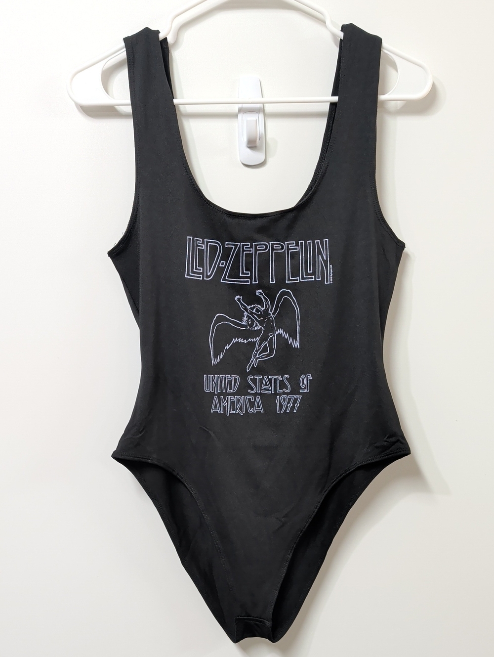 Led Zeppelin Black Graphic Sleeveless Bodysuit Size Large